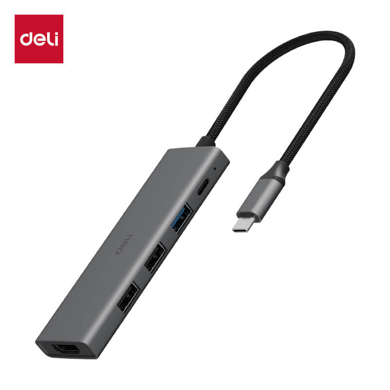 สาย HDMI DELI ET866-GR-01 TYPE-C HDMI 20ซม สีเทา