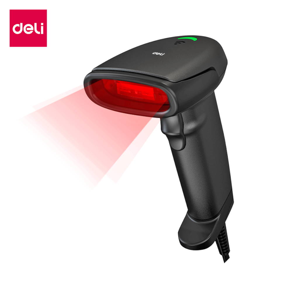 เครื่องสแกนบาร์โค้ด DELI ES206-01 USB แสงแดง สีดำ