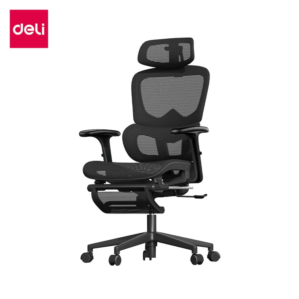 เก้าอี้ทำงาน DELI E4990-BK-01 มีที่พักเท้า สีดำ
