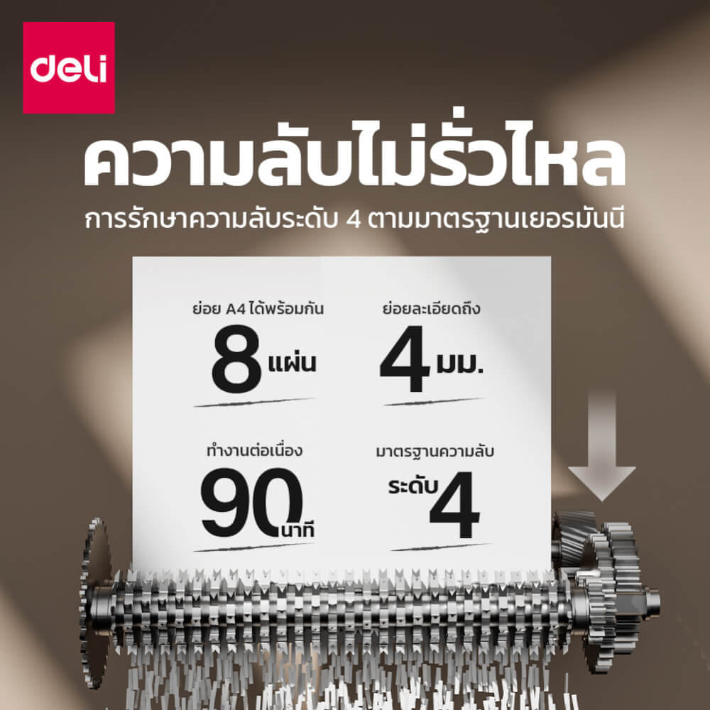 เครื่องทำลายเอกสารอัตโนมัติ หัวปลั๊กจีน (TYPEI) 23 ลิตร DELI G6-BK-01 สีดำ_1