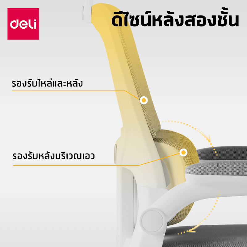 เก้าอี้สุขภาพ DELI E4983-WH-01 ปรับเอนได้ สีเทา