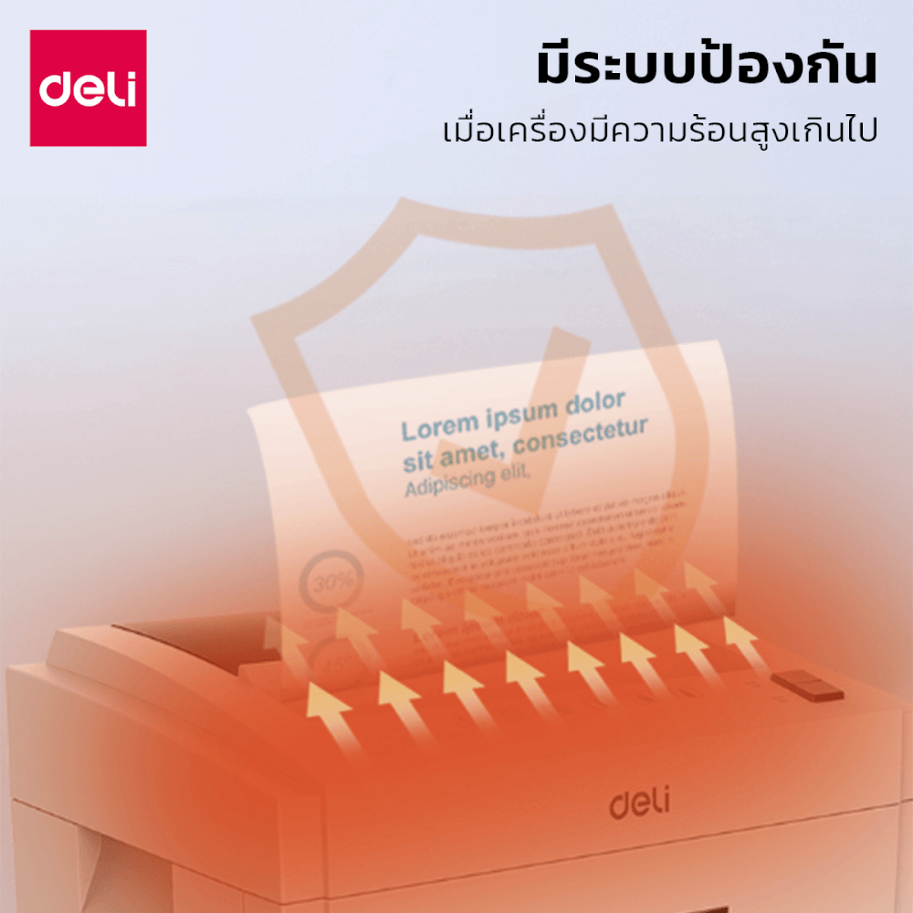 เครื่องทำลายเอกสารอัตโนมัติ 23ลิตร DELI E9952-GR-01 สีดำ