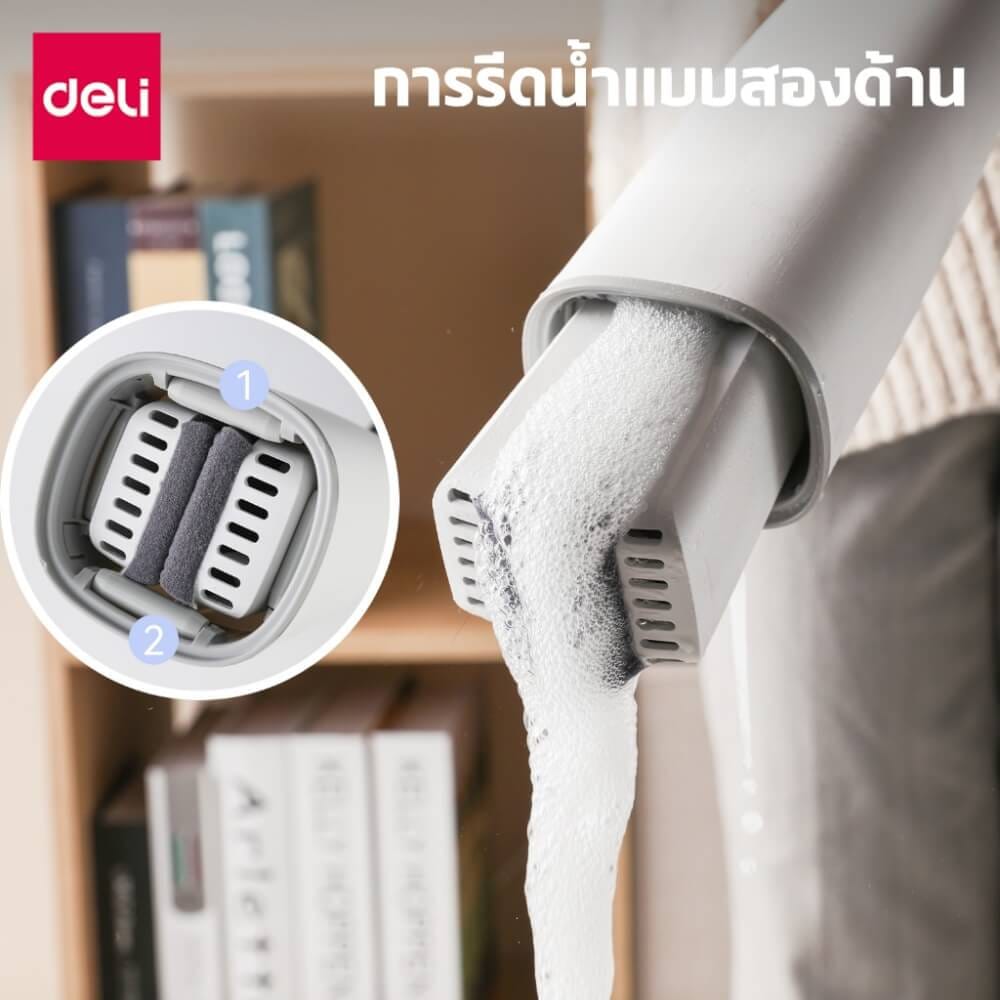 อะไหล่ม็อบฟองน้ำ DELI VS1056-GR-03 สีเทา (แพ็ก 3 ชิ้น)