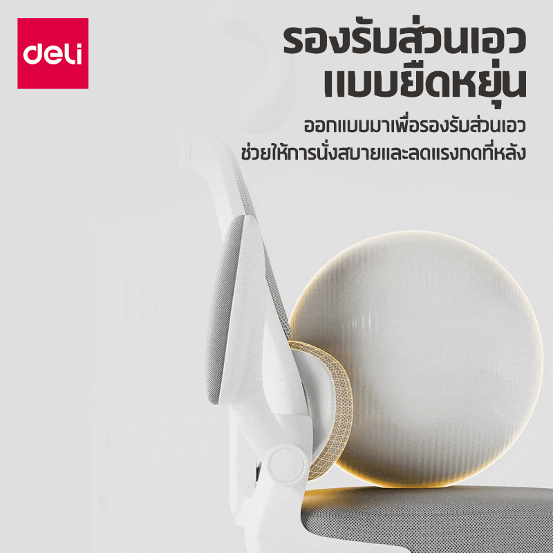เก้าอี้สุขภาพ DELI E4983-WH-01 ปรับเอนได้ สีเทา