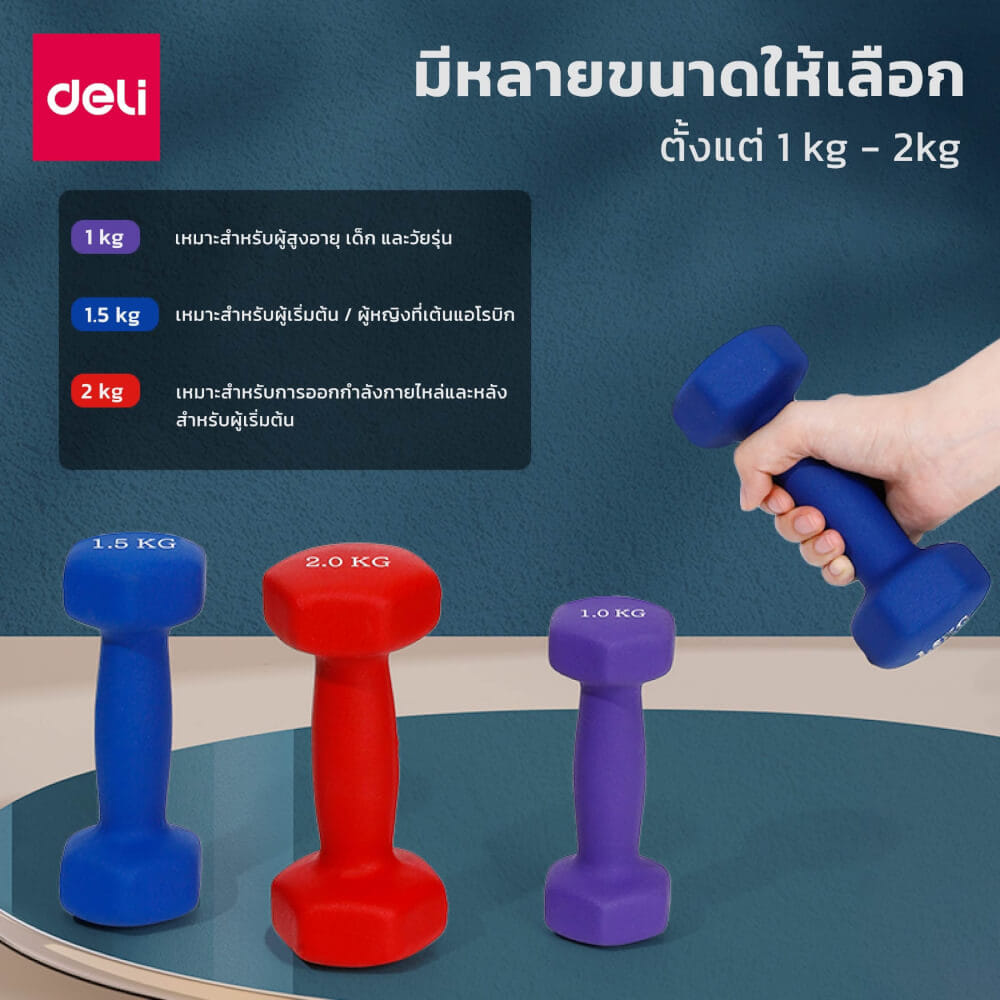 ดัมเบล AGNITE ER082-BL-01 1.5KG สีน้ำเงิน_2