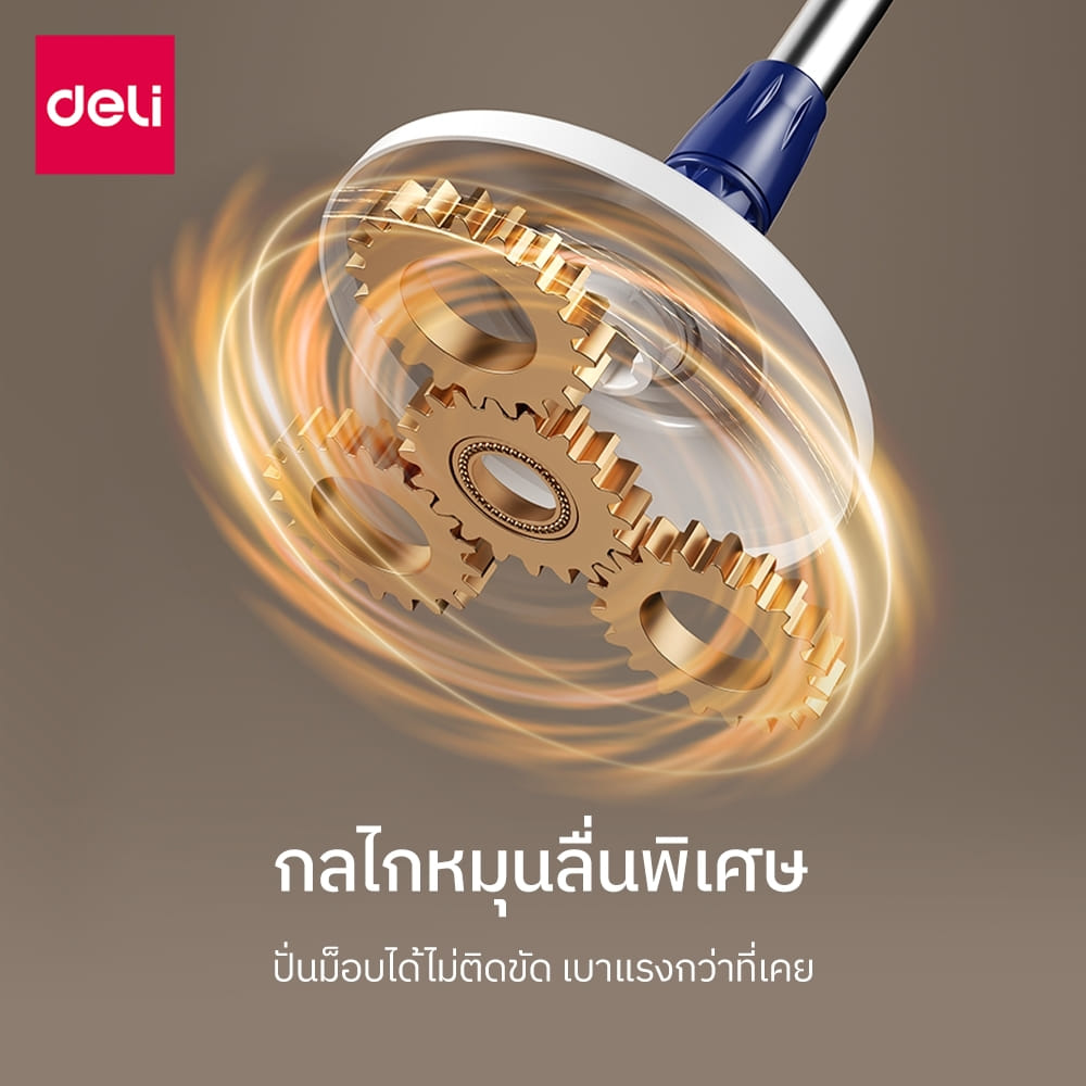 ชุดถังปั่นพร้อมไม้ม็อบ DELI VS1414-WH-01 สีขาว
