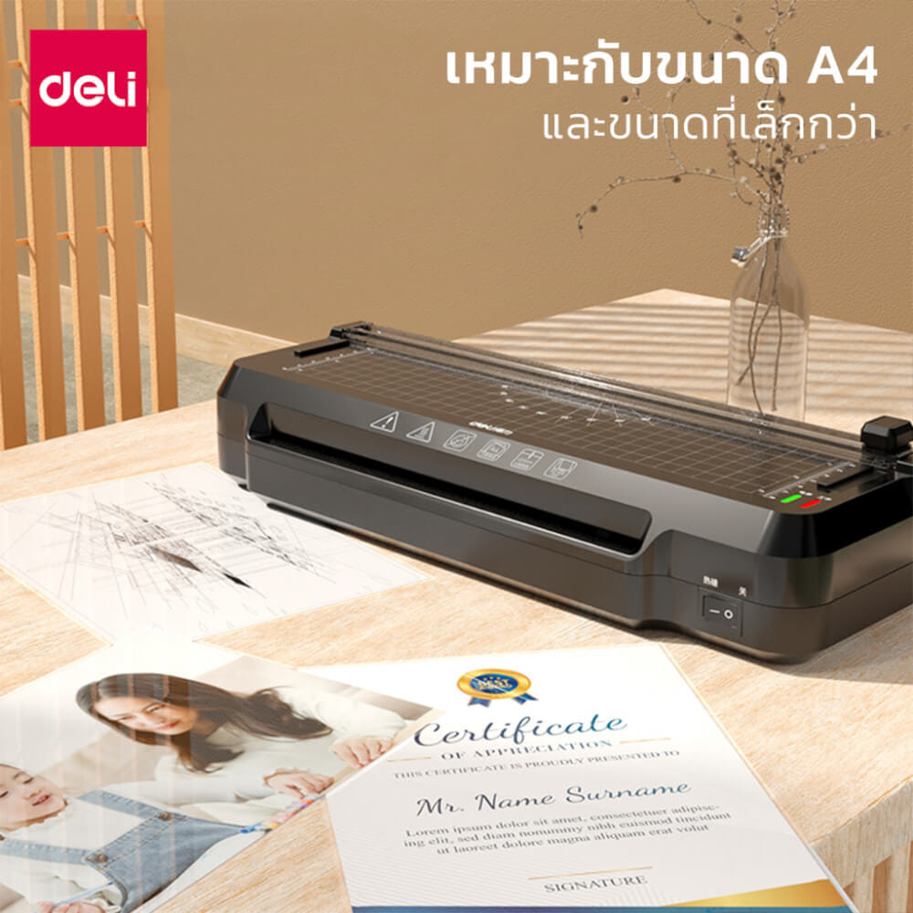 เครื่องเคลือบเอกสาร DELI ET109-BK-01 ขนาด 14X37X6.8 ซม สีดำ_3