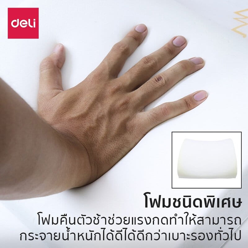 เบาะรองหลังเพื่อสุขภาพ DELI VS751-BK-01 32X34X12ซม. สีดำ