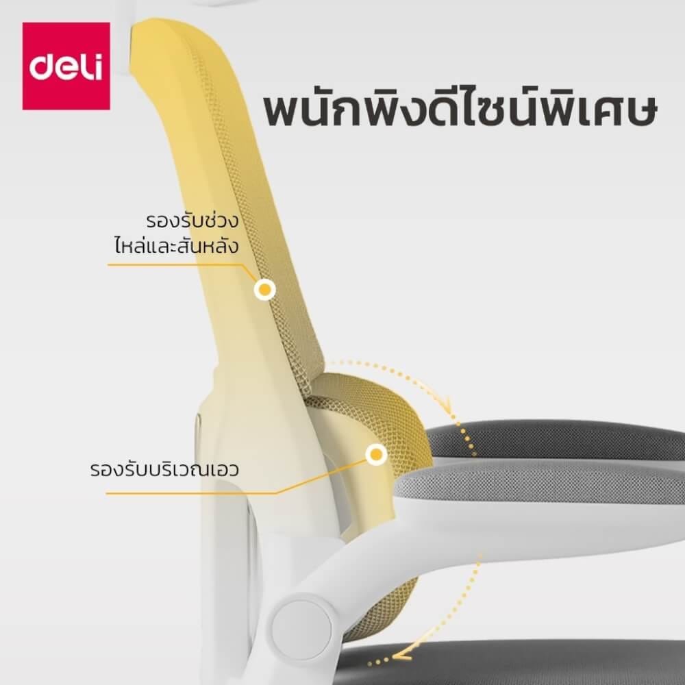 เก้าอี้สำนักงานเพื่อสุขภาพ DELI KF250-WH-01 สีเทา