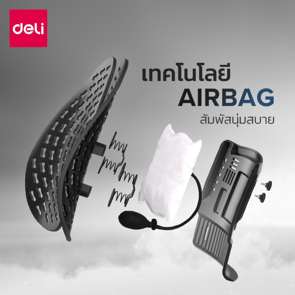 เบาะรองหลังเพื่อสุขภาพ DELI VS1334-BK-01 15.75 นิ้ว สีดำ