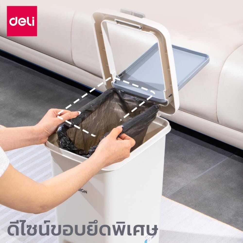ถังขยะแบบเหยียบ VUSIGN VS1111-GR-01 10ลิตร สีขาวเทา_4