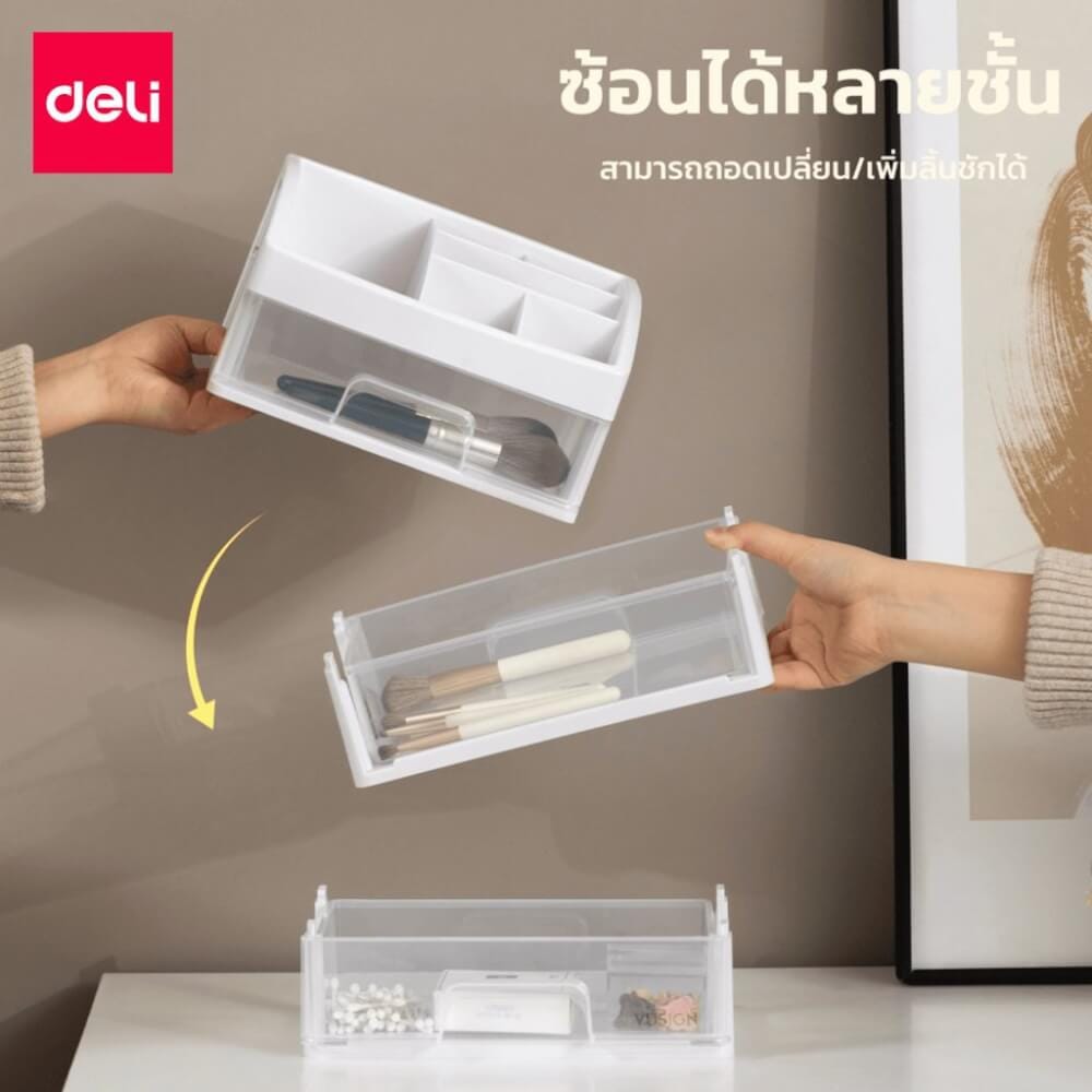 ชั้นวางเครื่องสำอางค์ DELI VS564-WH-01 3 ชั้น 23.5X17X27 ซม.