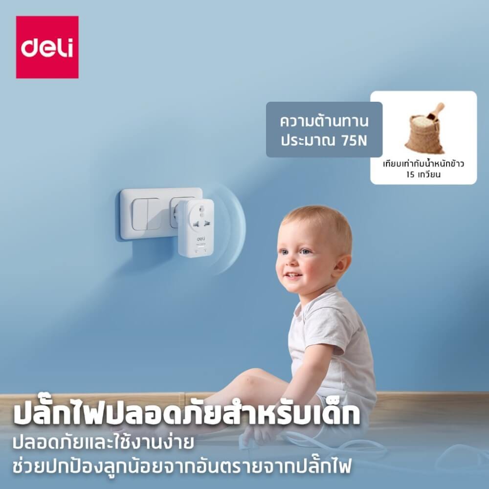 หัวแปลงปลั๊กไฟ DELI ET739-WH2-01 20 วัตต์_5