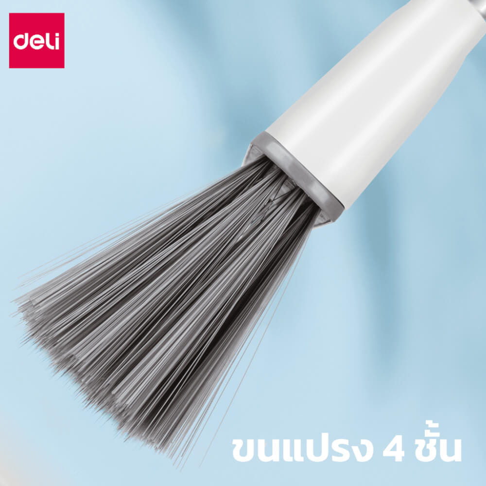 ไม้กวาดพร้อมที่โกยผง DELI VS1001-WH-01 สีขาว
