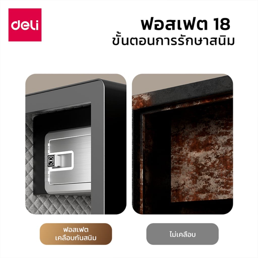 ตู้เซฟนิรภัย 17กก. DELI ET571-BK-01 ปลดล็อคด้วยรหัส 32X38X45ซม. สีดำ_5