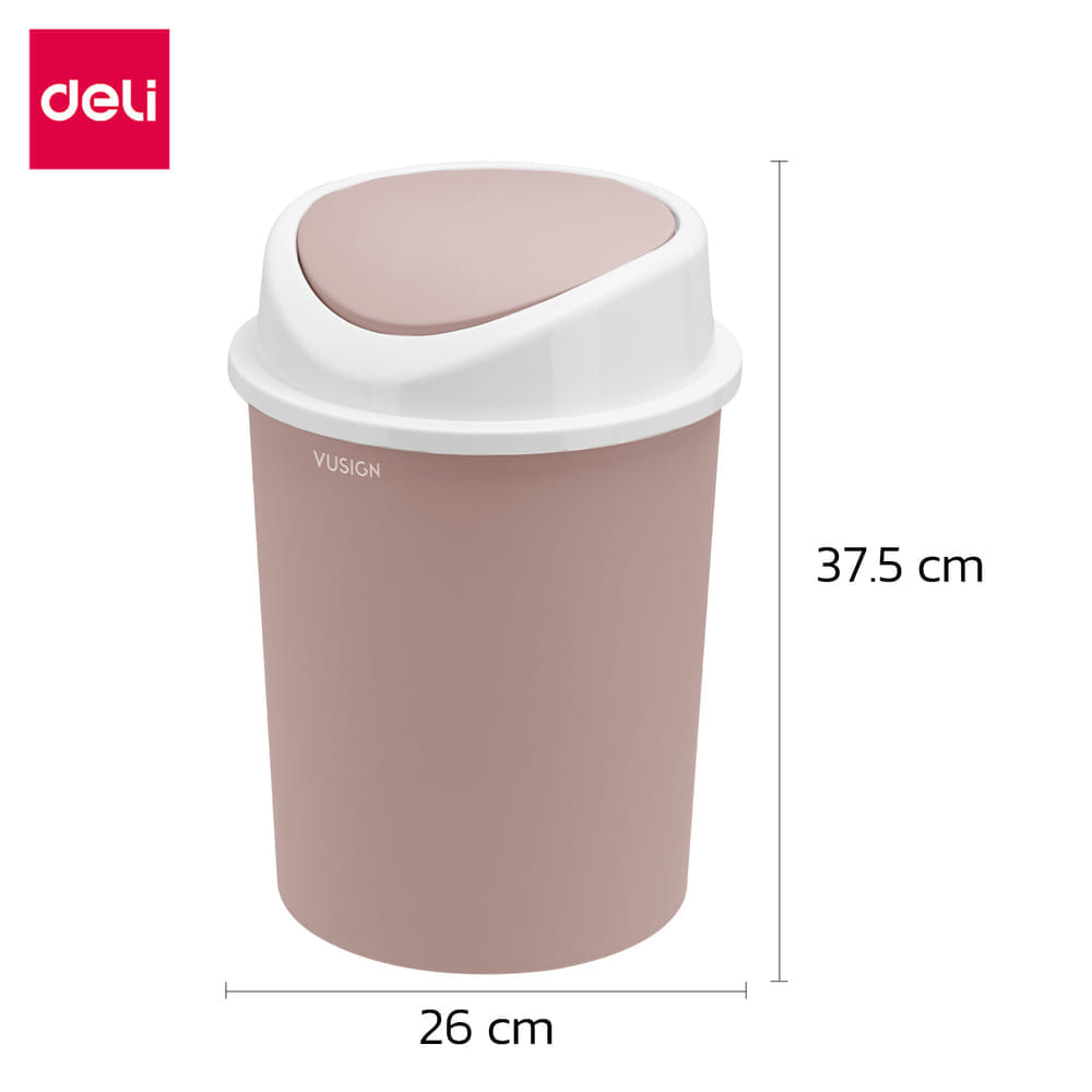 ถังขยะพลาสติกทรงกลม VUSIGN VS1122-PK-01 สีชมพู ขนาด 26X37.5 CM._6