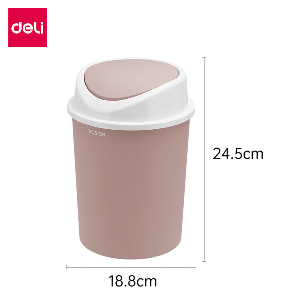 ถังขยะพลาสติกทรงกลม VUSIGN VS1107-PK-01 สีชมพู ขนาด 18.8X24.5 CM._6
