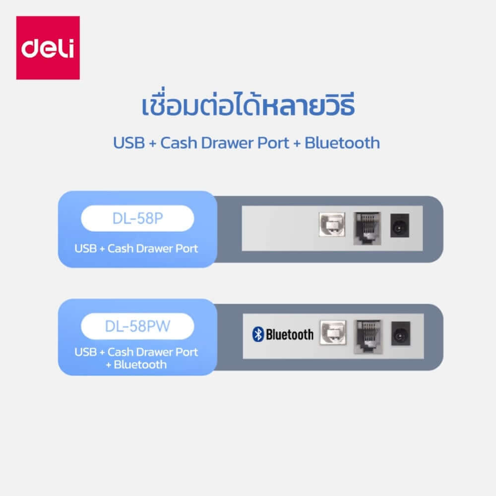 เครื่องพิมพ์ใบเสร็จความร้อน DELI ES423PW-BK-01 แบบบลูทูธ ขนาด 21X15X12 ซม. สีดำ