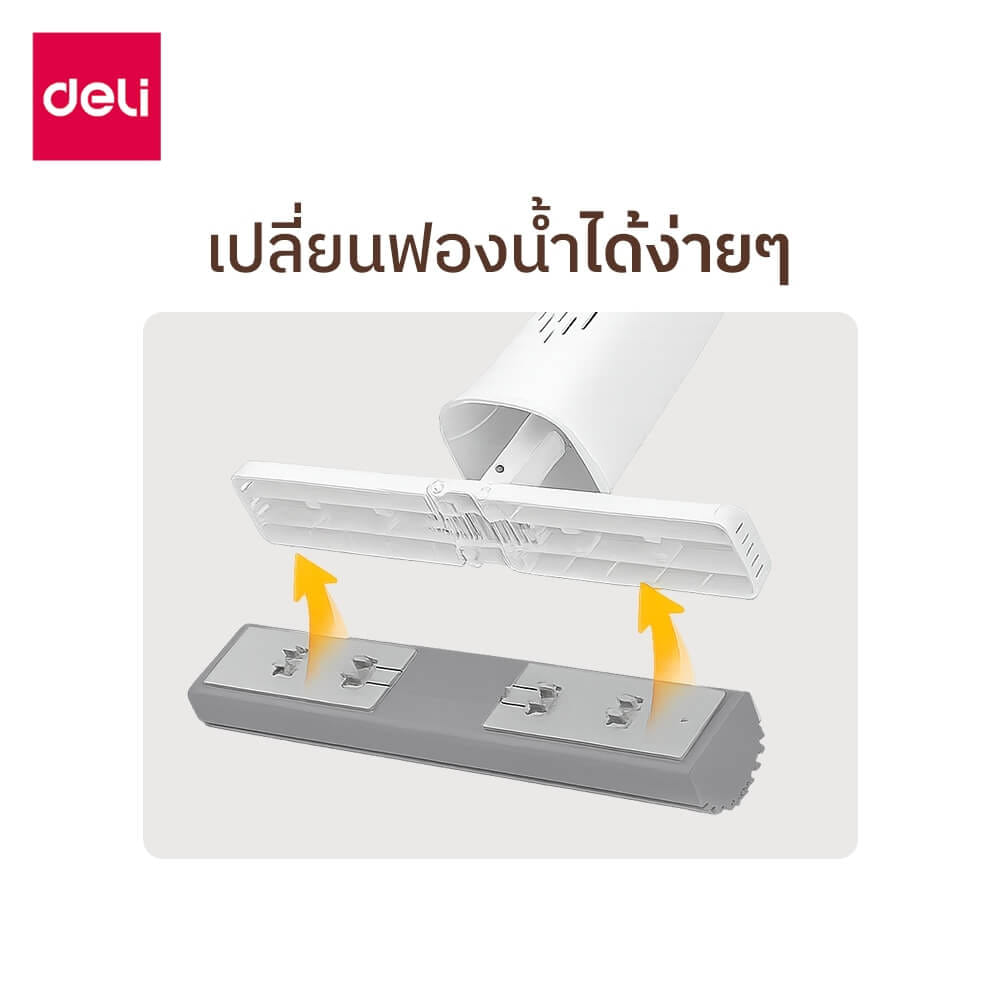 ไม้ม็อบฟองน้ำ DELI VS1409-GR-01 ขนาด 33*155 ซม สีเทา