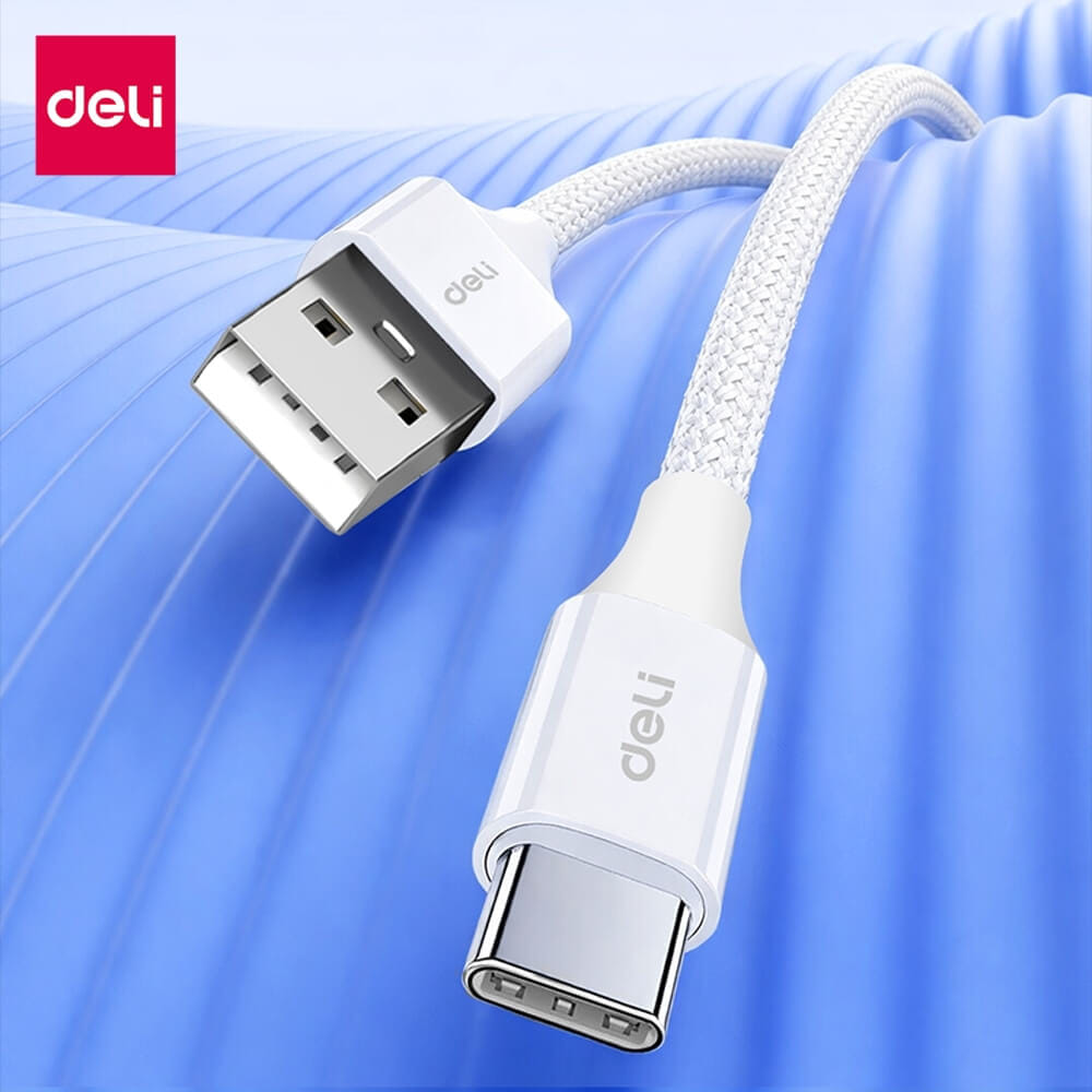 สายชาร์จ DELI ET852(01)-WH-01 A-C 100W 1เมตร สีขาว