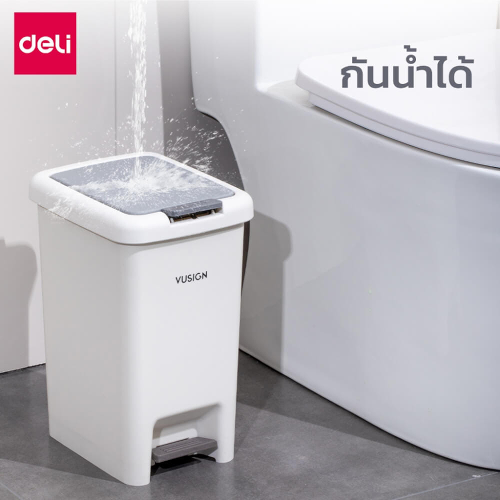 ถังขยะแบบเหยียบ VUSIGN VS1111-GR-01 10ลิตร สีขาวเทา_6