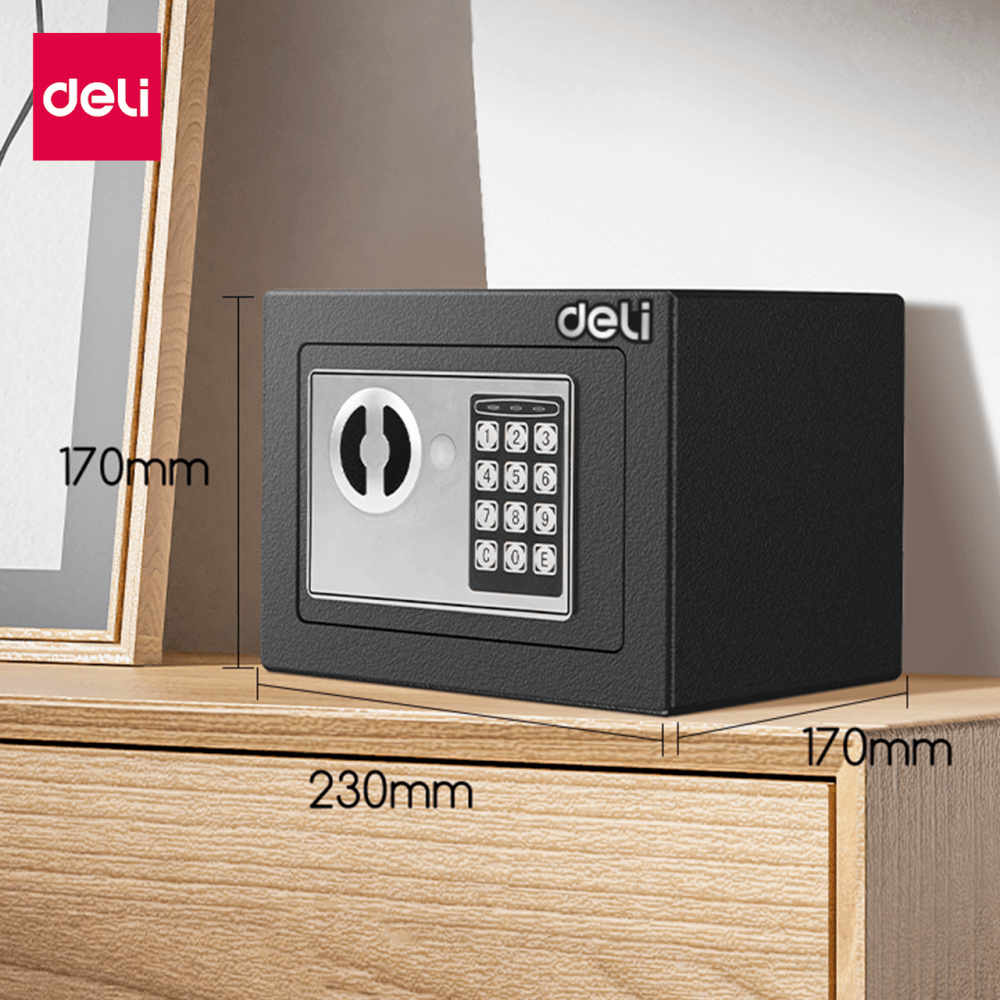 ตู้เซฟนิรภัย DELI ET511-GR-01 ขนาด 17X23X17 CM 3KG สีเทา