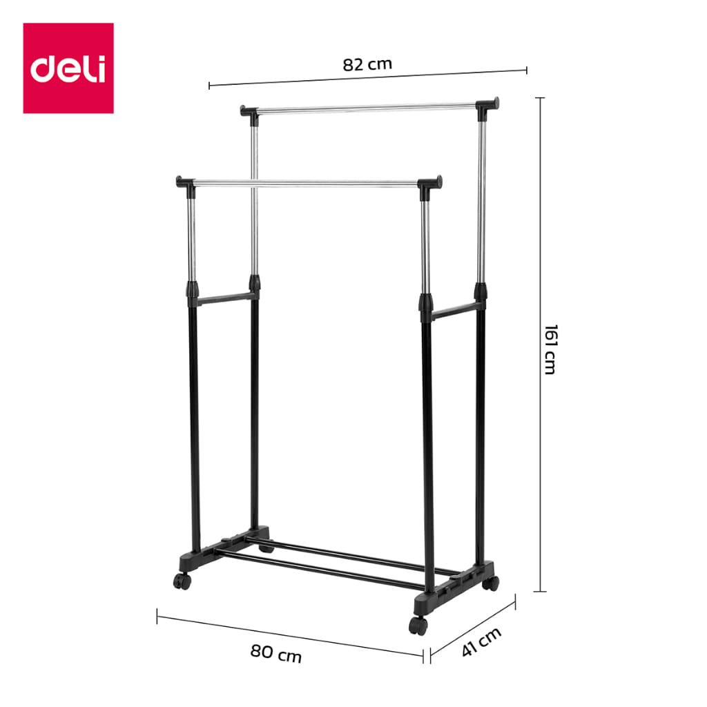 ราวแขวนผ้าบาร์คู่ DELI VS607-SL-01 41X81X161ซม.สีดำ_6