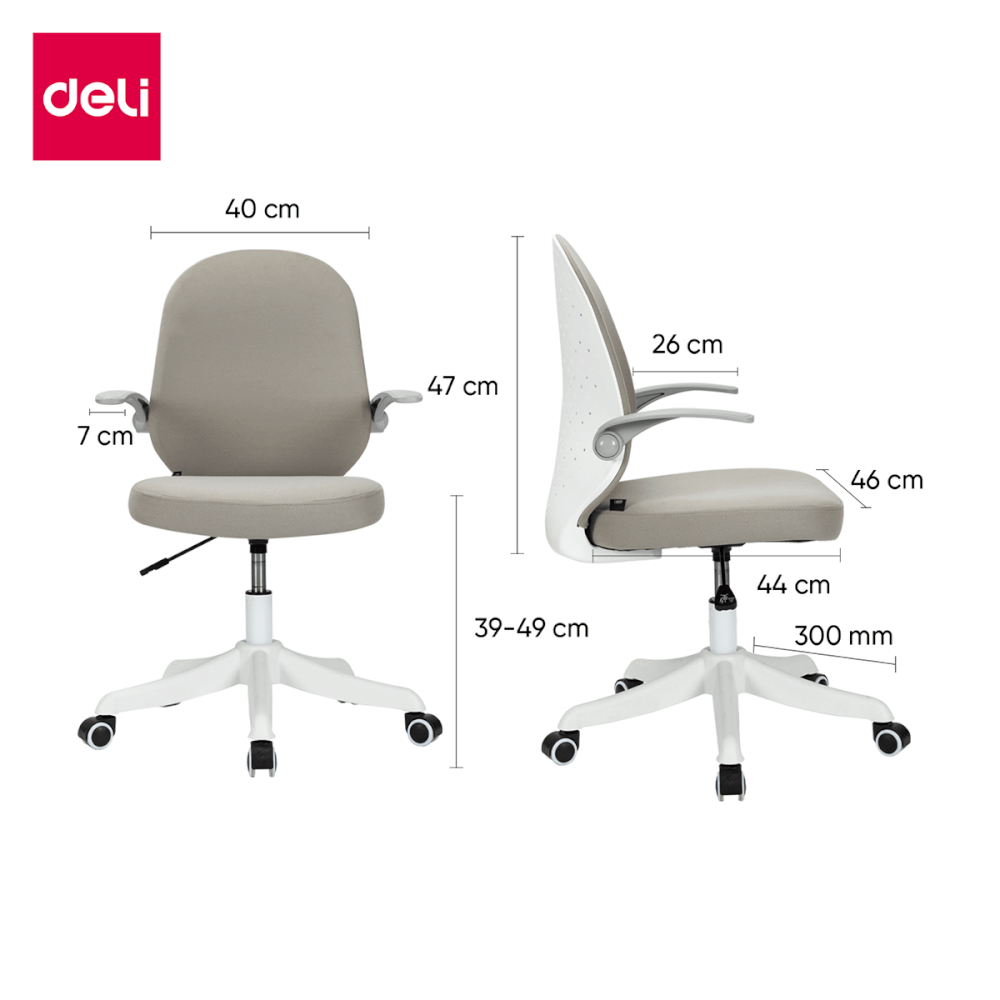 เก้าอี้ออฟฟิศ DELI E4942-WH-01 พนักพิงโค้ง สีเทา
