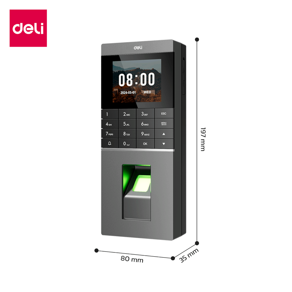 เครื่องสแกนลายนิ้วมือ DELI ES601-BK-01 สแกนนิ้ว-บัตร/ TH สีดำ