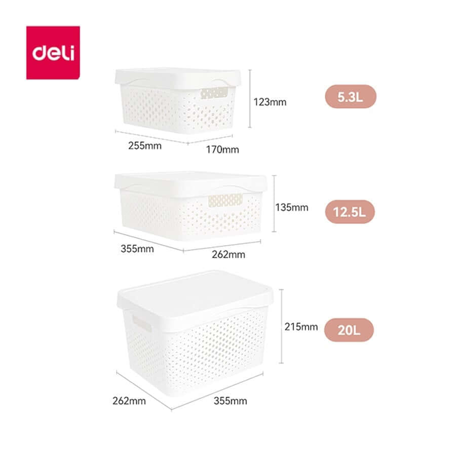 กล่องเก็บของ DELI VS467-WH-01 12.5 ลิตร