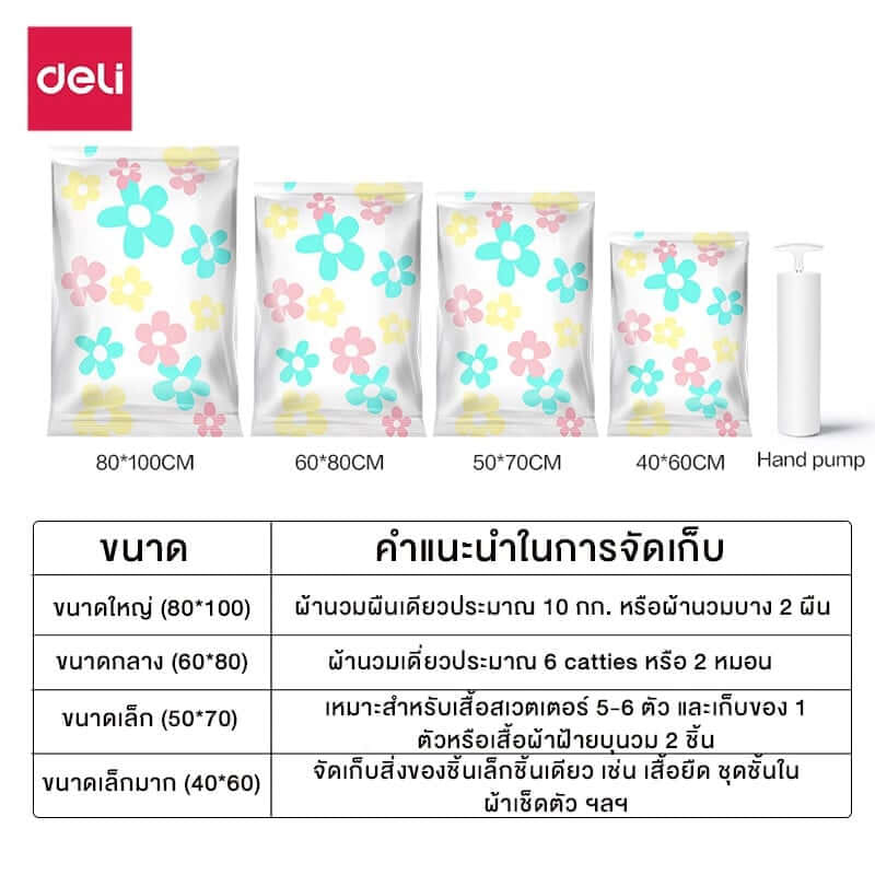 ถุงสูญญากาศ DELI VS584-MC-01 40X60 ซม. ลายดอกไม้_8