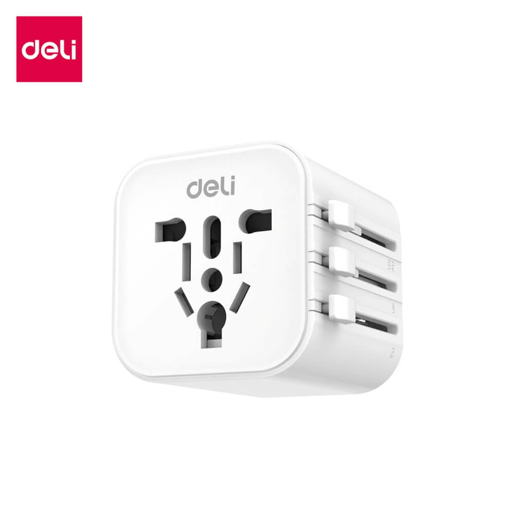 หัวแปลงปลั๊กไฟ DELI ET765-WH-01 สีขาว_6