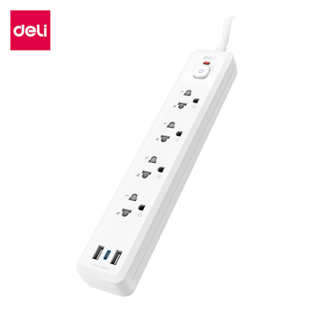 ปลั๊กไฟสามตา 4ช่อง 2USB 1TYPEC 5M DELI CT500-WH-01 สีขาว_0