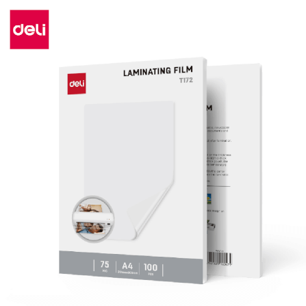 พลาสติกเคลือบบัตร DELI ET172-TP-01 75MIC A4 สีใส (100 แผ่น/กล่อง)_0