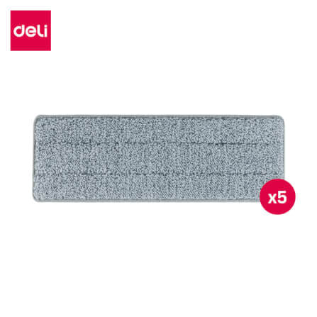 อะไหล่ผ้าม็อบไมโครไฟเบอร์ DELI VS1017-GR-05 ขนาด 32 X 11 ซม. สีเทา (5 ชิ้น)_0