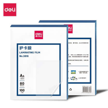 พลาสติกเคลือบบัตร DELI E3816-CL-01 80MIC (สำหรับ A4)_0