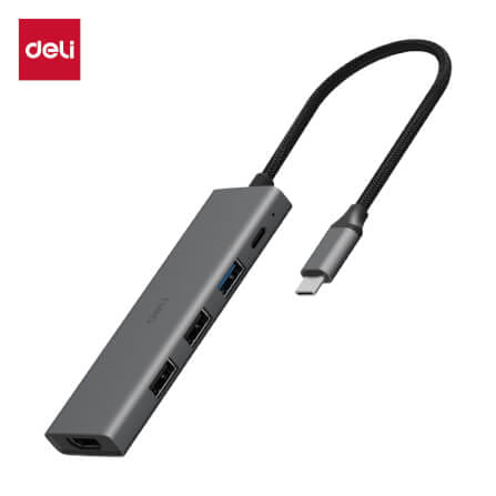 สาย HDMI DELI ET866-GR-01 TYPE-C HDMI 20ซม สีเทา_0