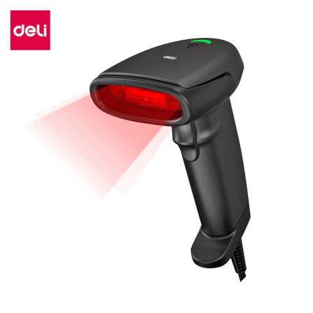 เครื่องสแกนบาร์โค้ด DELI ES206-01 USB แสงแดง สีดำ_0