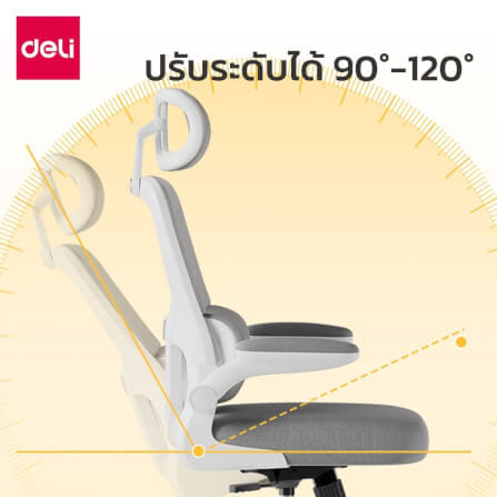 เก้าอี้สำนักงานเพื่อสุขภาพ DELI KF250-WH-01 สีเทา_2