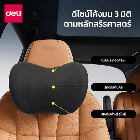 หมอนรองคอ DELI VS1342-BK-01 ขนาด 27X18X20 ซม. สีดำ_2