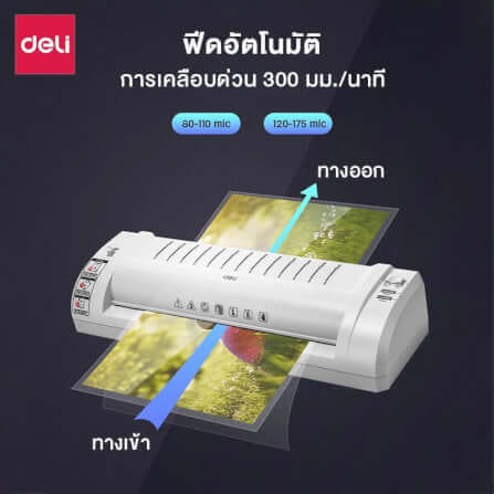 เครื่องเคลือบบัตร DELI E3893-EU-LGR-01 สีขาว (สำหรับ A4)_3