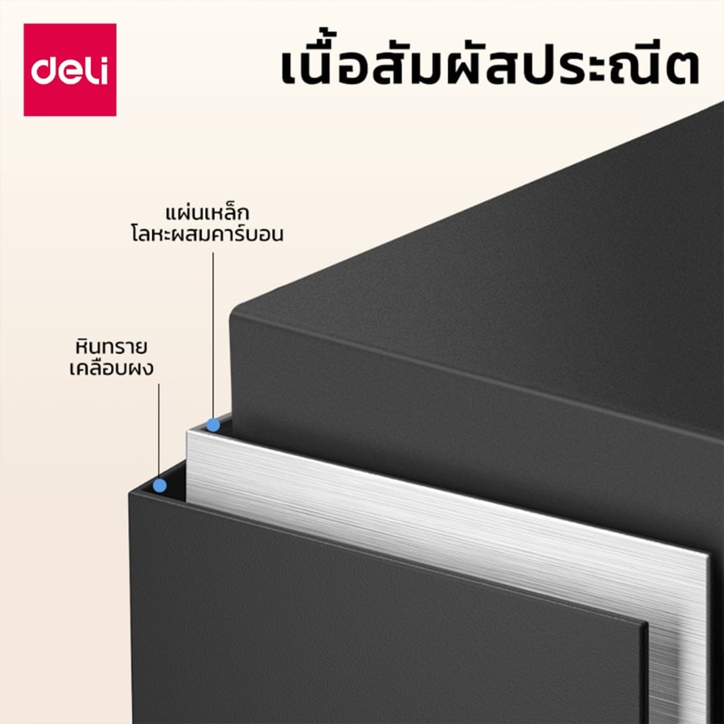 ตู้เซฟนิรภัย 10กก. DELI ET533-BK-01 ปลดล็อคด้วยรหัส 33X33X36ซม. สีดำ_2