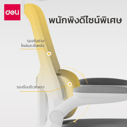 เก้าอี้สำนักงานเพื่อสุขภาพ DELI KF250-WH-01 สีเทา_4