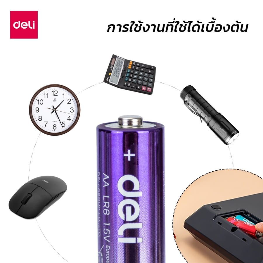 ถ่านอัลคาไลน์ AA DELI E82902-MX-01 24 ก้อน หลากสี_4