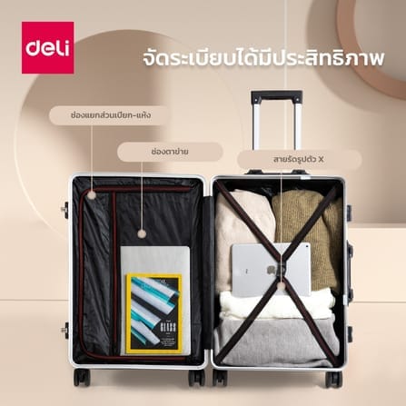 กระเป๋าเดินทางล้อลาก DELI EH1055-GR-20-01 20 นิ้ว สีเทา_4