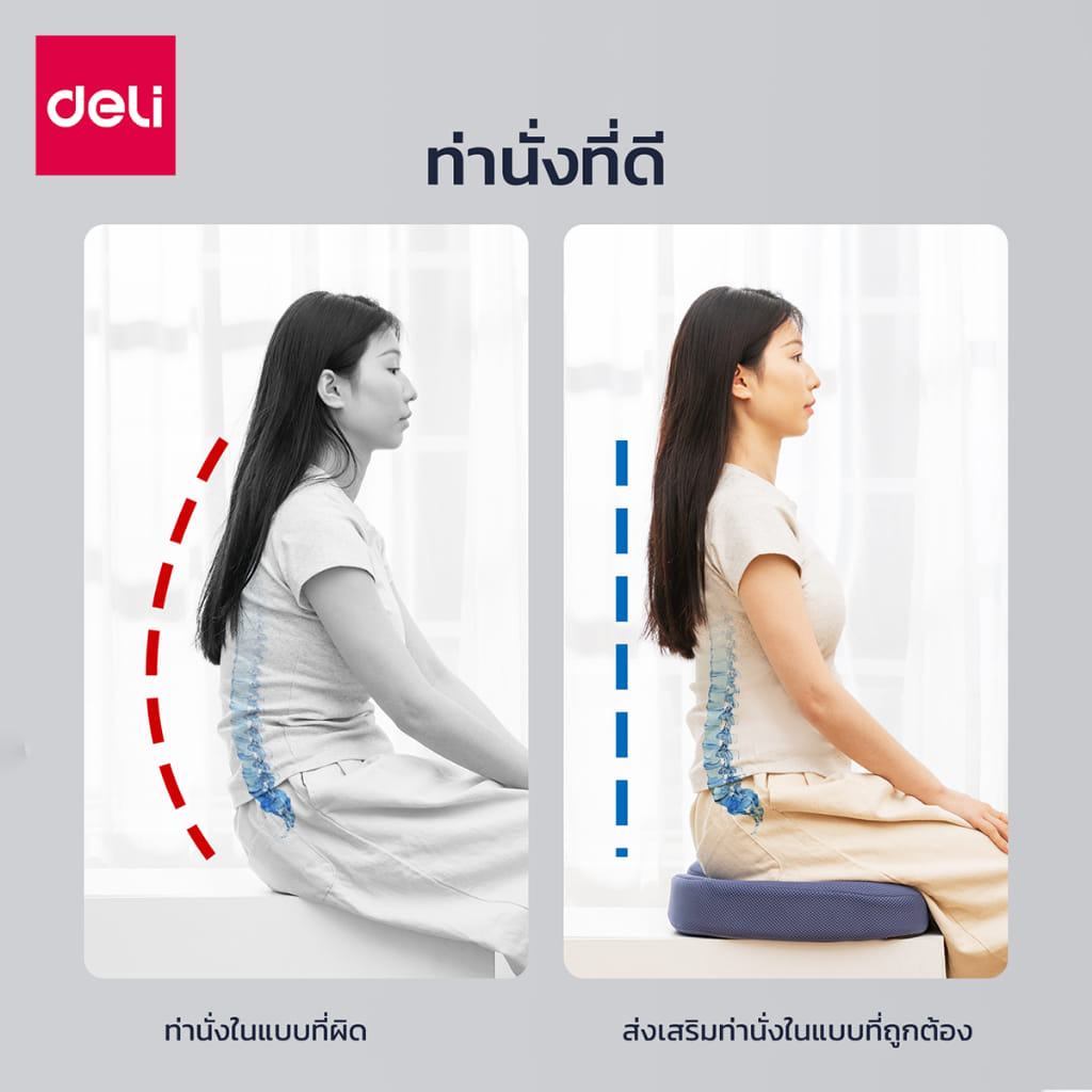 เบาะรองนั่งเพื่อสุขภาพ DELI VS750-BK-01 35X45X7ซม. สีดำ_4