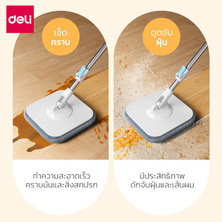 ชุดถังปั่นพร้อมไม้ม็อบ DELI VS1015-WH-01 สีฟ้า_6