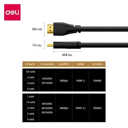 สาย HDMI DELI ET860(02)-BK-01 4K 2ม. สีดำ_6