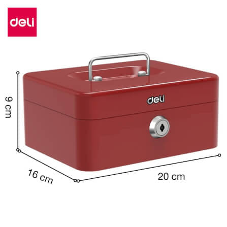 กล่องเหล็กเก็บเงิน DELI ET501-RD-01 กุญแจ สีแดง_6