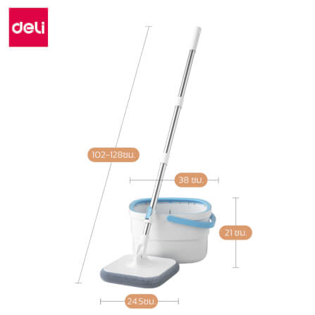 ชุดถังปั่นพร้อมไม้ม็อบ DELI VS1015-WH-01 สีฟ้า_7